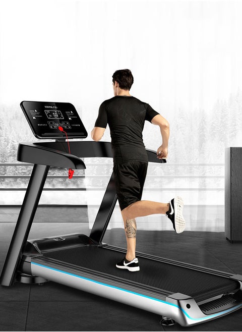 1-12km/h Adjustable Speed Indoor Home Treadmill Stepper with LED Display, Bluetooth Connection, Audio, Foldable Treadmill 123*68*12.3CM