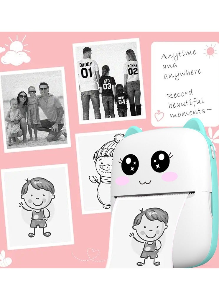 Portable Printer, Mini Pocket Wireless Bluetooth Thermal Printers with 1 Rolls Printing Paper for Android iOS Smartphone, BT Inkless Printing Gift for Label Receipt Photo Notes Study Home Office, Blue - Image 5