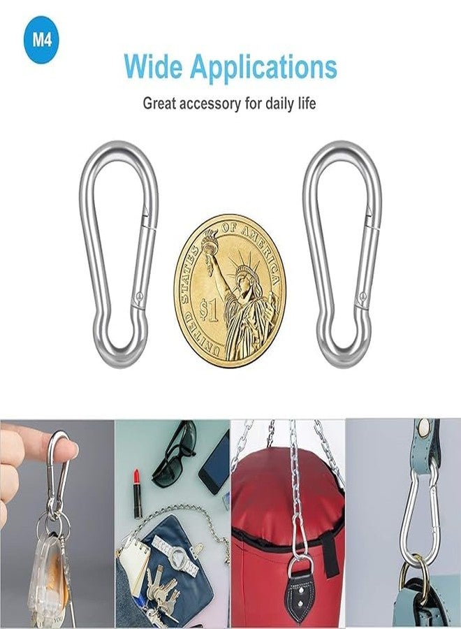 Evaluemart Pack of 10 Pcs Spring Clip Carabiner Gate O Ring Round Carabiner Snap Clip Spring Key Ring Buckle for Bags Purses Keychain Zinc Alloy (5Pcs Black + 5Pcs Silver) - Image 5