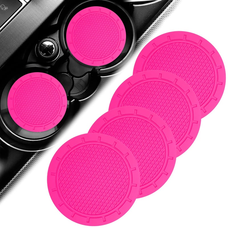 MAGIC MOTO Car Cup Holder Coaster 4 PCS 275 Inch Universal Auto NonSlip Cup Holder Embedded in Ornaments Silicone Coaster Suitable for Most Car Interior Car Accessory for Women and Men Pink - Image 3