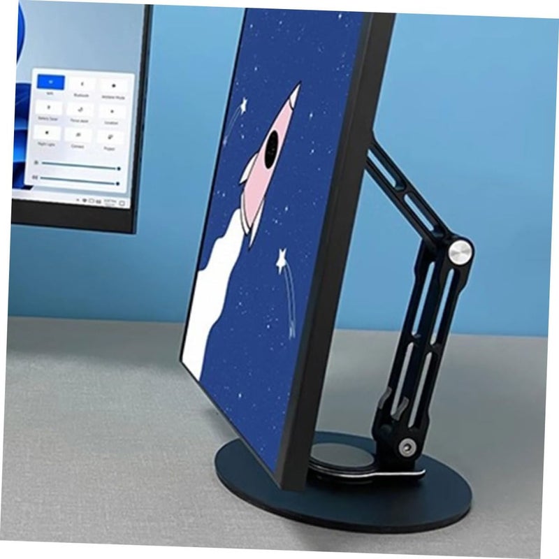 Aluminum Alloy Adjustable Tablet Stand Desktop Holder for Office and Home Use Foldable 3-Directional Rotating Multi-Position Tablet Bracket Black - Image 4
