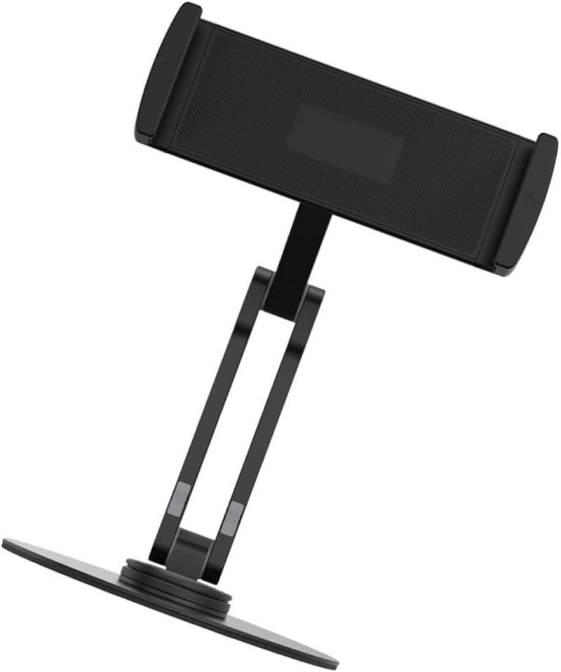 Aluminum Alloy Adjustable Tablet Stand Desktop Holder for Office and Home Use Foldable 3-Directional Rotating Multi-Position Tablet Bracket Black - Image 1
