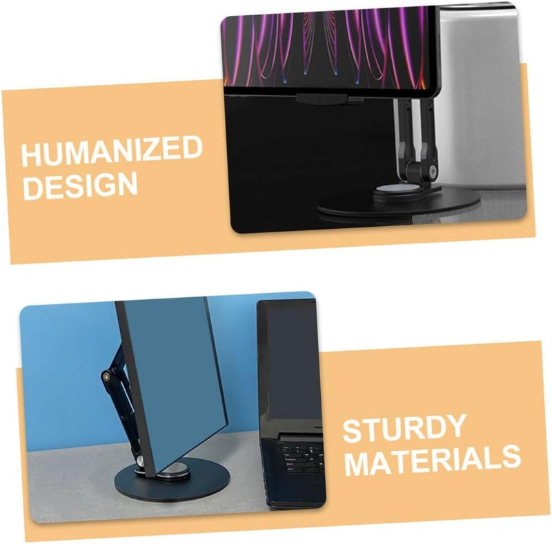 Aluminum Alloy Adjustable Tablet Stand Desktop Holder for Office and Home Use Foldable 3-Directional Rotating Multi-Position Tablet Bracket Black - Image 3