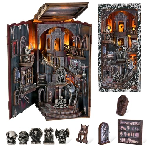 CCCDF Book Nook Kit DIY Miniature Dollhouse Kit Tiny Booknook House Bookshelf 3D Wooden Puzzle for Adults Gifts for Family Haunting Relics - Image 1