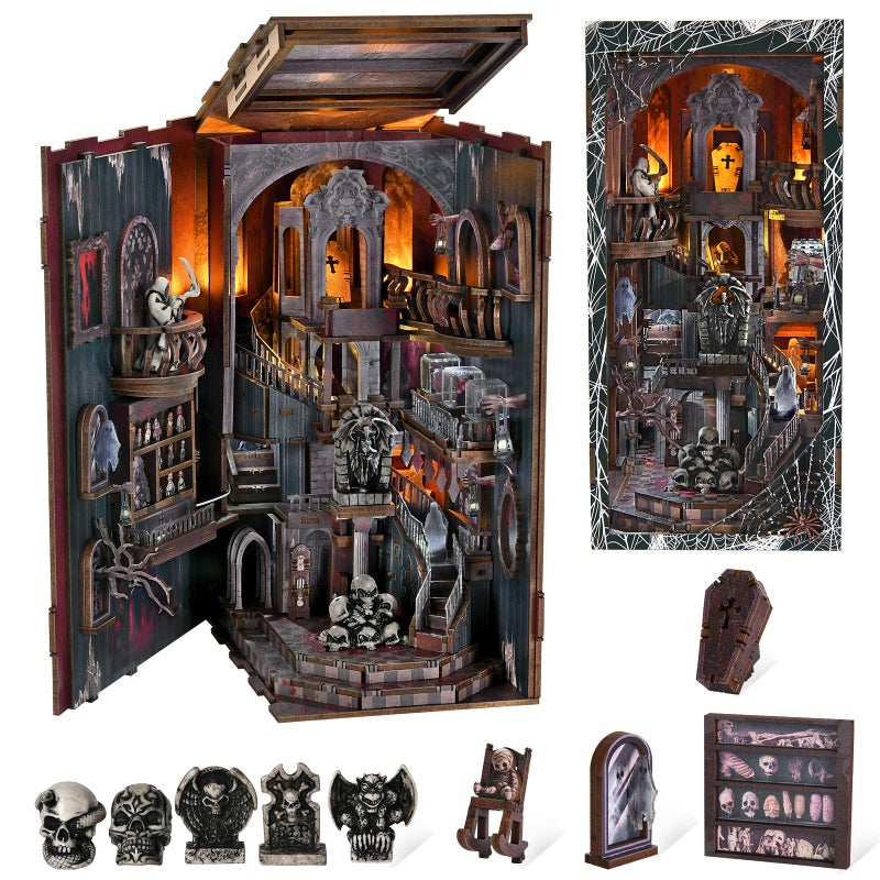 CCCDF Book Nook Kit DIY Miniature Dollhouse Kit Tiny Booknook House Bookshelf 3D Wooden Puzzle for Adults Gifts for Family Haunting Relics - Image 3