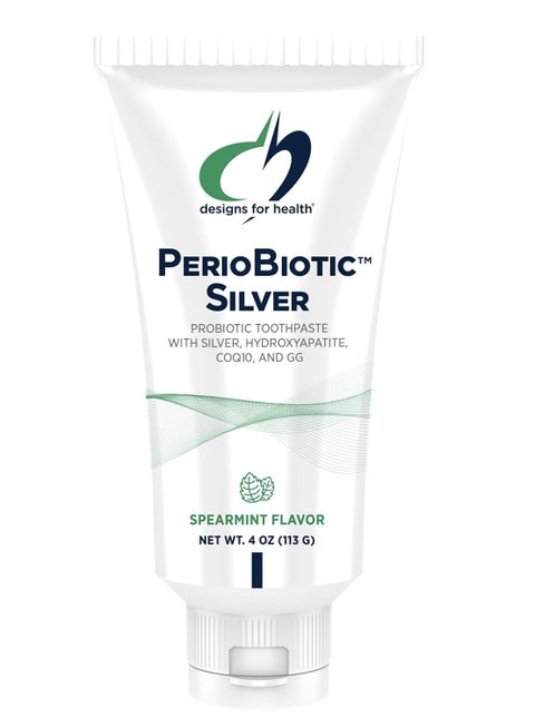 Designs for Health PerioBiotic Silver Hydroxyapatite Toothpaste - Fluoride Free Toothpaste with Oral Probiotics with Whitening Hydroxyapatite - Supports Gum Health & Remineralization (4oz Mint)