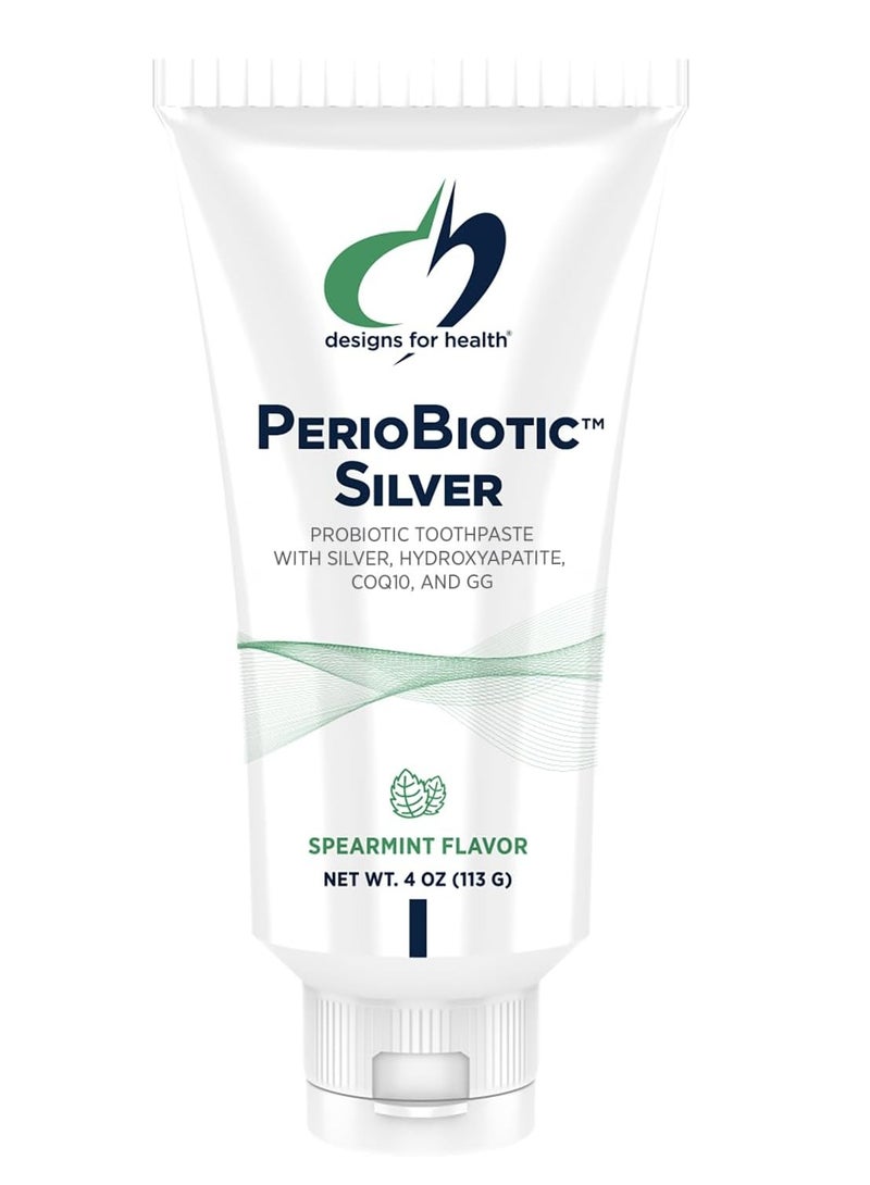 Designs for Health PerioBiotic Silver Hydroxyapatite Toothpaste - Fluoride Free Toothpaste with Oral Probiotics with Whitening Hydroxyapatite - Supports Gum Health & Remineralization (4oz Mint)