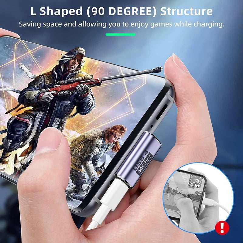 Microware محول USB C بزاوية صحيحة، موسع بسرعة 40Gbps يدعم عرض الفيديو بدقة 8K وشحن 100W لـ USB4، الهاتف المحمول (MMPL-110) - Image 5