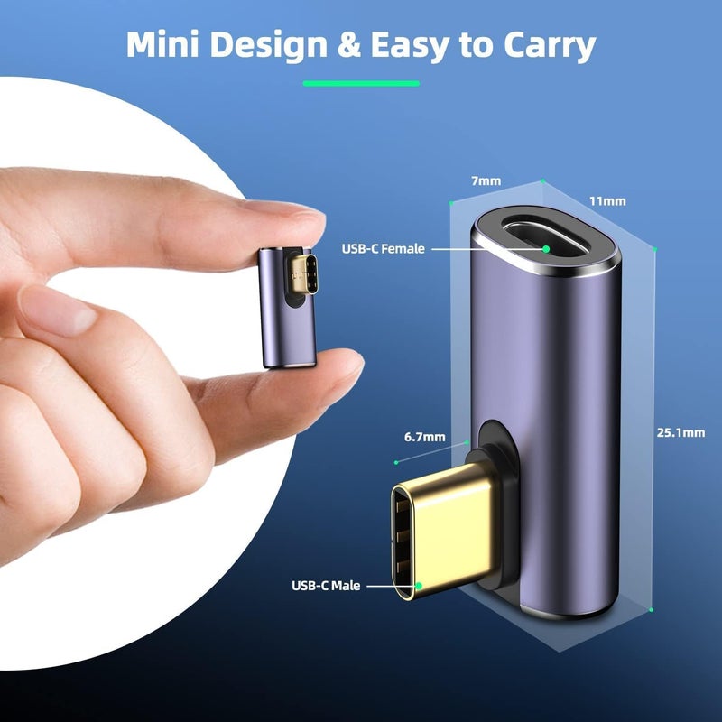 Microware محول USB C بزاوية صحيحة، موسع بسرعة 40Gbps يدعم عرض الفيديو بدقة 8K وشحن 100W لـ USB4، الهاتف المحمول (MMPL-110) - Image 4