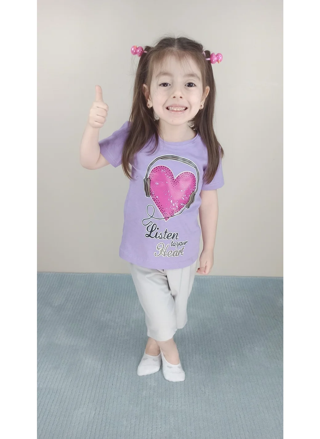 بلونس Girl's Cotton Lilac Capri Set