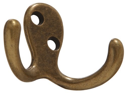 Hardware Essentials 852903 Double Clothes Hooks Antique Brass - 2 Pack - Image 4