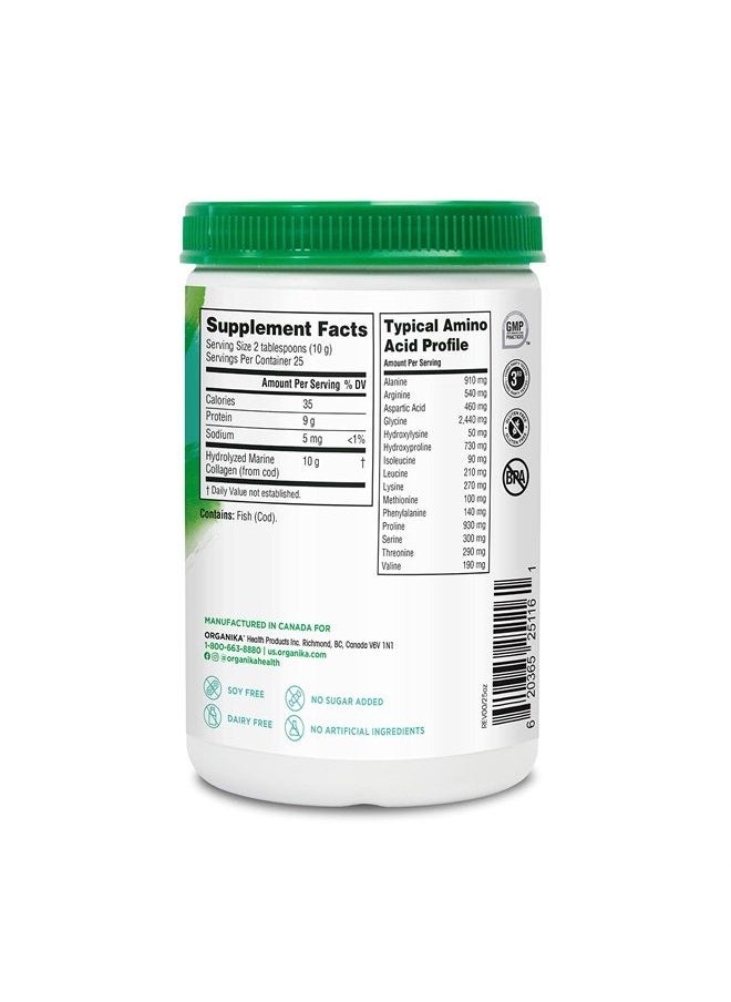 Organika - Marine Collagen Powder - Sourced from Wild-Caught Fish, Type 1 Collagen for Hair, Skin, Nails - Unflavored, Easy to Mix - 8.8oz (250g) - Image 1