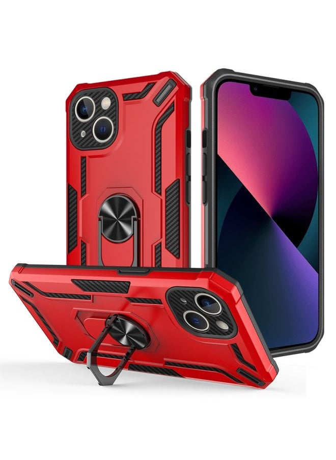 Generic Case Cover For iPhone 13 Warship Armor 2 in 1 Shockproof Phone Case Red 