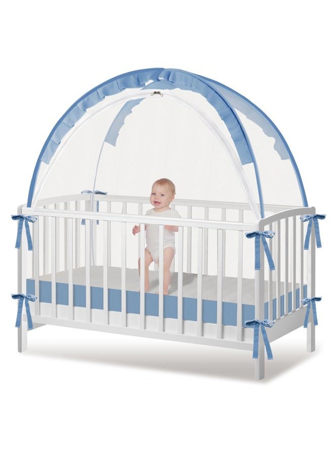 Zkaitoy Crib Tent - Crib Net to Keep Baby in, Stop Baby from Climbing Out of Crib, Pop Up Crib Tent with Durable Breathable Net Double Zipper Strong Rods Installation Convenience - Image 1