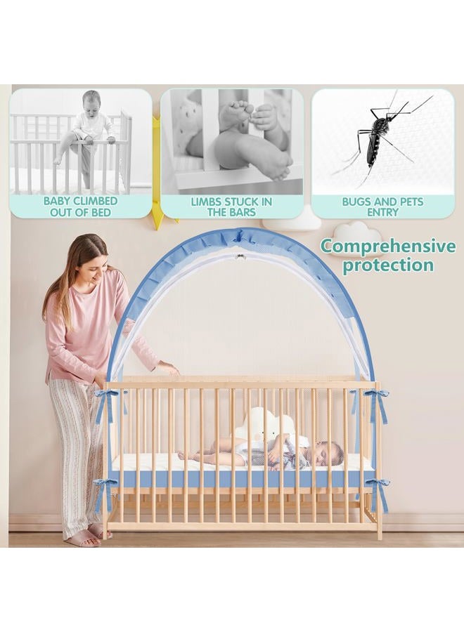 Zkaitoy Crib Tent - Crib Net to Keep Baby in, Stop Baby from Climbing Out of Crib, Pop Up Crib Tent with Durable Breathable Net Double Zipper Strong Rods Installation Convenience - Image 2