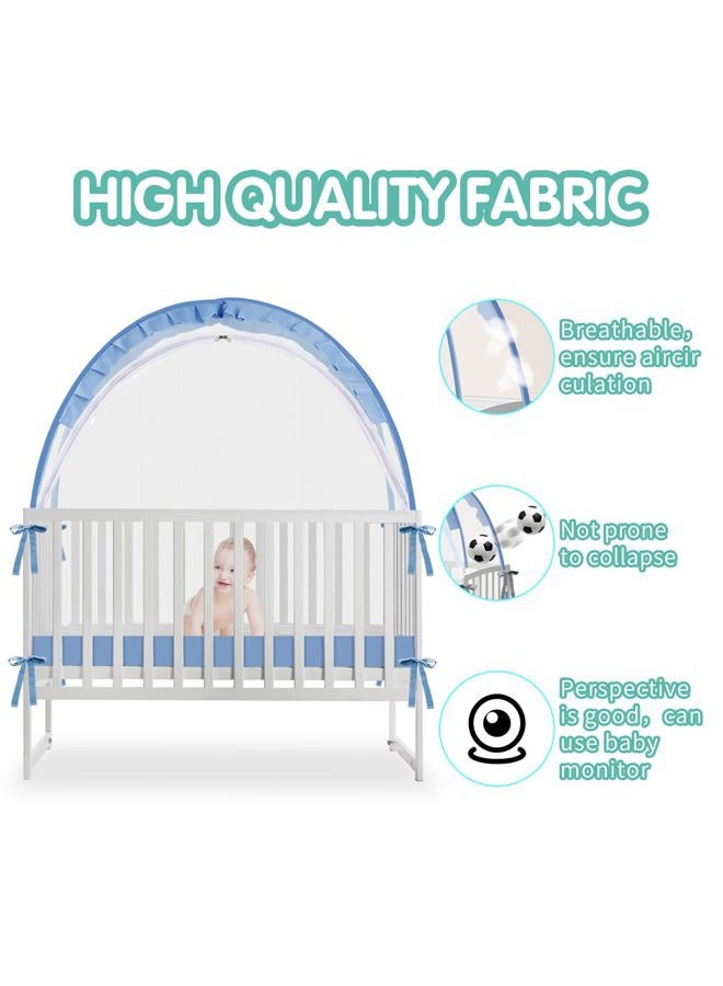 Zkaitoy Crib Tent - Crib Net to Keep Baby in, Stop Baby from Climbing Out of Crib, Pop Up Crib Tent with Durable Breathable Net Double Zipper Strong Rods Installation Convenience - Image 4