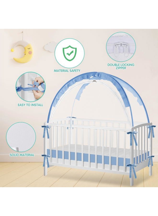 Zkaitoy Crib Tent - Crib Net to Keep Baby in, Stop Baby from Climbing Out of Crib, Pop Up Crib Tent with Durable Breathable Net Double Zipper Strong Rods Installation Convenience - Image 3