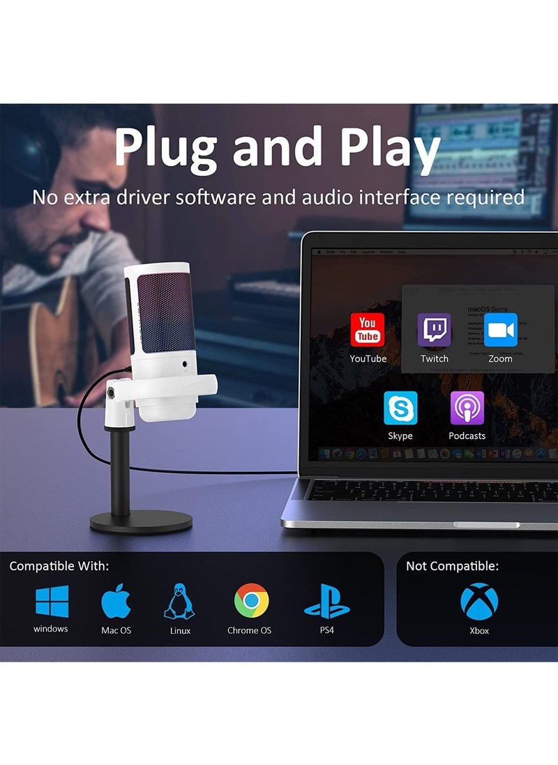 FlashHawk - RGB Gaming Microphone for PC/PS5 with Volume Controlling Pop Filter Condensor Mic with Quick Mute Podcast Microphone for Streaming Twitch/Discord/YouTube - Image 1