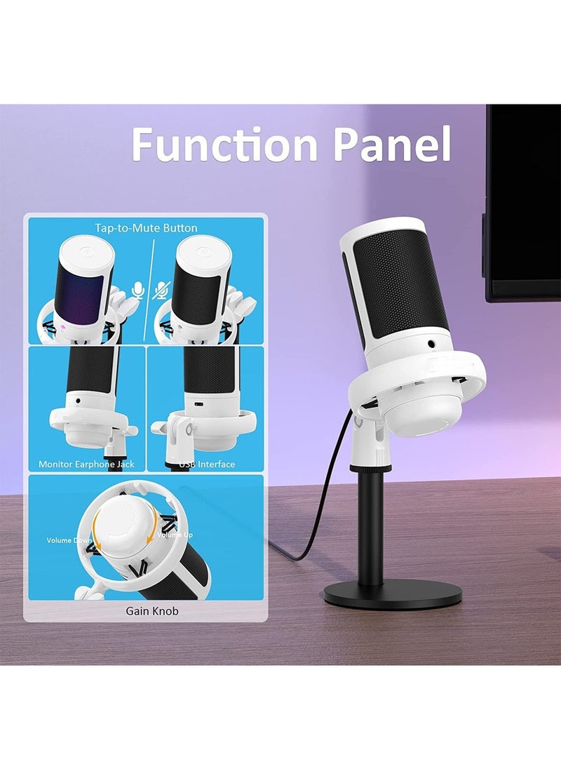 FlashHawk - RGB Gaming Microphone for PC/PS5 with Volume Controlling Pop Filter Condensor Mic with Quick Mute Podcast Microphone for Streaming Twitch/Discord/YouTube - Image 1