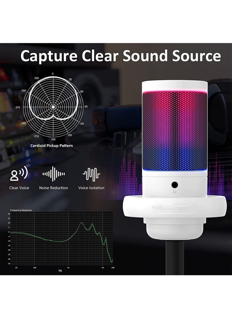 FlashHawk - RGB Gaming Microphone for PC/PS5 with Volume Controlling Pop Filter Condensor Mic with Quick Mute Podcast Microphone for Streaming Twitch/Discord/YouTube - Image 1
