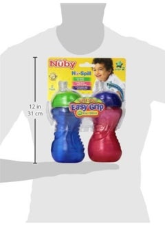 Nuby Nuby 2-Pack No-Spill Super Spout Easy Grip Cup, 10 Ounce, 6 Months +, Red and Blue  - Image 3