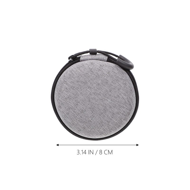 Gray Waterproof Nylon Data Cable Storage Bag Round Travel Earphone Case - Image 3