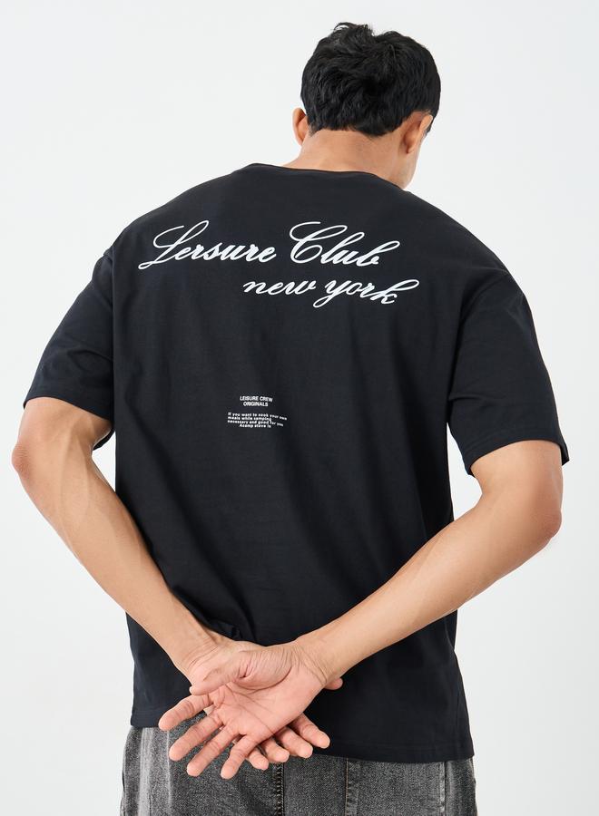 ستايلي تيشيرت فضفاض بطبعة كتابة - Image 1