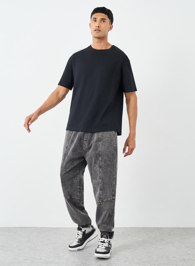 ستايلي تيشيرت فضفاض بطبعة كتابة - Image 3