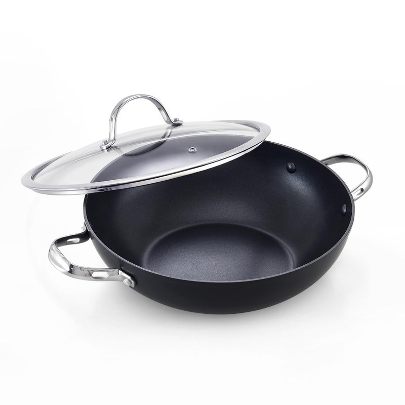 Cooks Standard Everyday Pan with Glass Lid, Chef's Pan 12-Inch Hard Anodized Nonstick All Purpose Pan 5-Quart Wok Stir Fry Pan, Black - Image 1