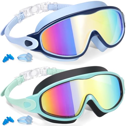 Keary 2 Pack Swim Goggles for Kids 614 814 Kids Swimming Goggles Age 315 47 416 812 For Boys Girls Youth Toddler Children Pool Water Goggle Anti Fog UV Protection Clear Wide View Waterproof - Image 1