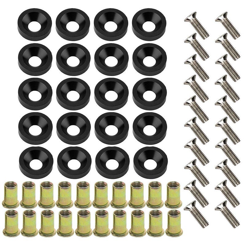 BaiyoouAuto 20-Piece Engine Dress up Kit: Aluminum Washers, Bolts & Rivet Nuts (Black) - Image 1