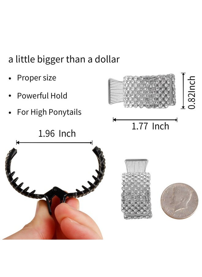 FRDTLUTHW - 1.77Inch Small Hair Claw Clips For High Ponytail Rhinestone Shark Hair Clips For Women Thick Long Hair(Pack Of 3) - Image 1