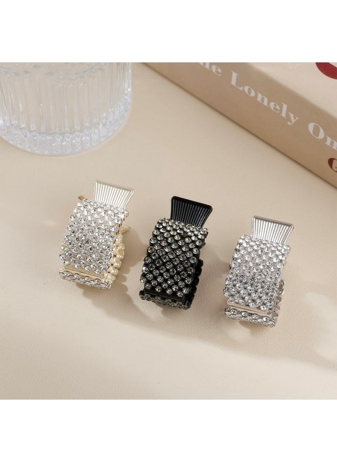 FRDTLUTHW - 1.77Inch Small Hair Claw Clips For High Ponytail Rhinestone Shark Hair Clips For Women Thick Long Hair(Pack Of 3) - Image 1