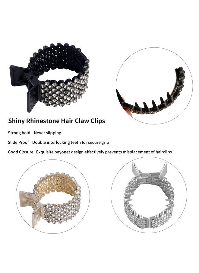 FRDTLUTHW - 1.77Inch Small Hair Claw Clips For High Ponytail Rhinestone Shark Hair Clips For Women Thick Long Hair(Pack Of 3) - Image 1