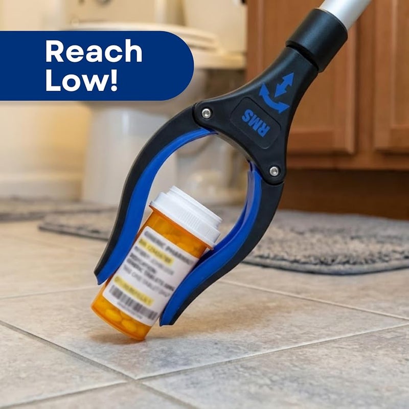 RMS 34 Inch Extra Long Reacher Grabber - Foldable with Rotating Jaw (Blue) - Image 5