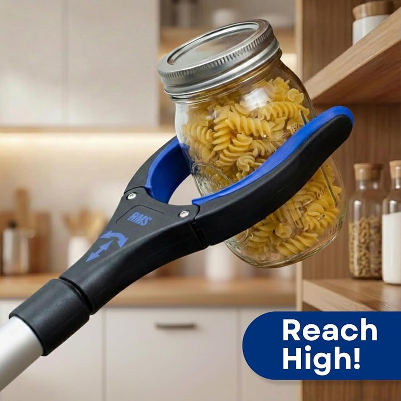 RMS 34 Inch Extra Long Reacher Grabber - Foldable with Rotating Jaw (Blue) - Image 4
