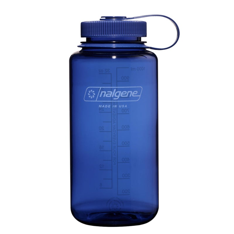 Nalgene Water Bottle Monochrome Collection - BPA Free Water Bottle Made from Recycled Materials - Reusable Water Bottle for Backpacking  Hiking  Gym - Shatterproof Water Bottle - 32 oz - Denim - Image 1