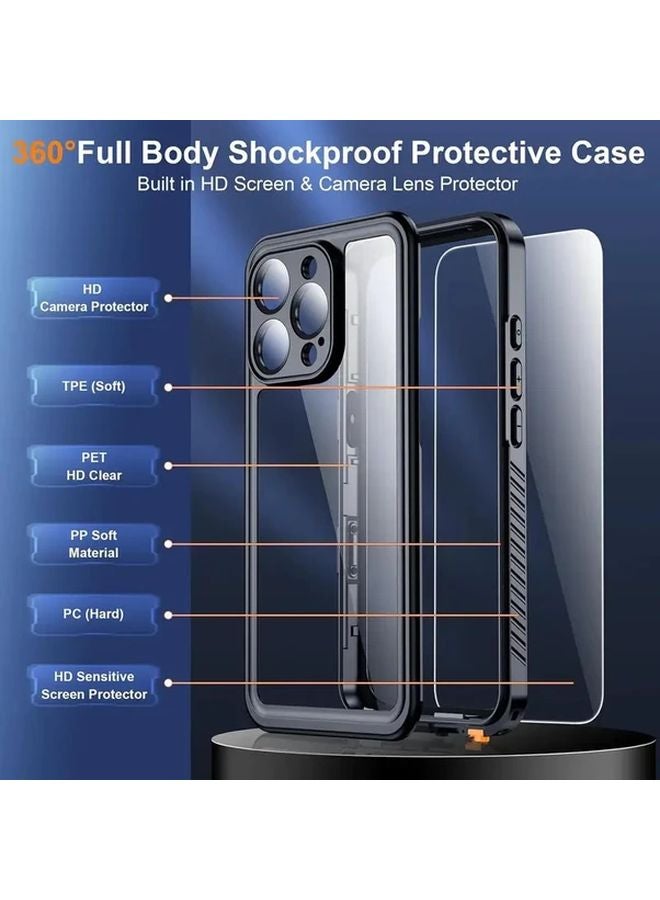 iPhone XS Max Waterproof Case Black 360 Shock Resistant Magnetic Waterproof Dust Snow Built In Screen Protector - Image 2