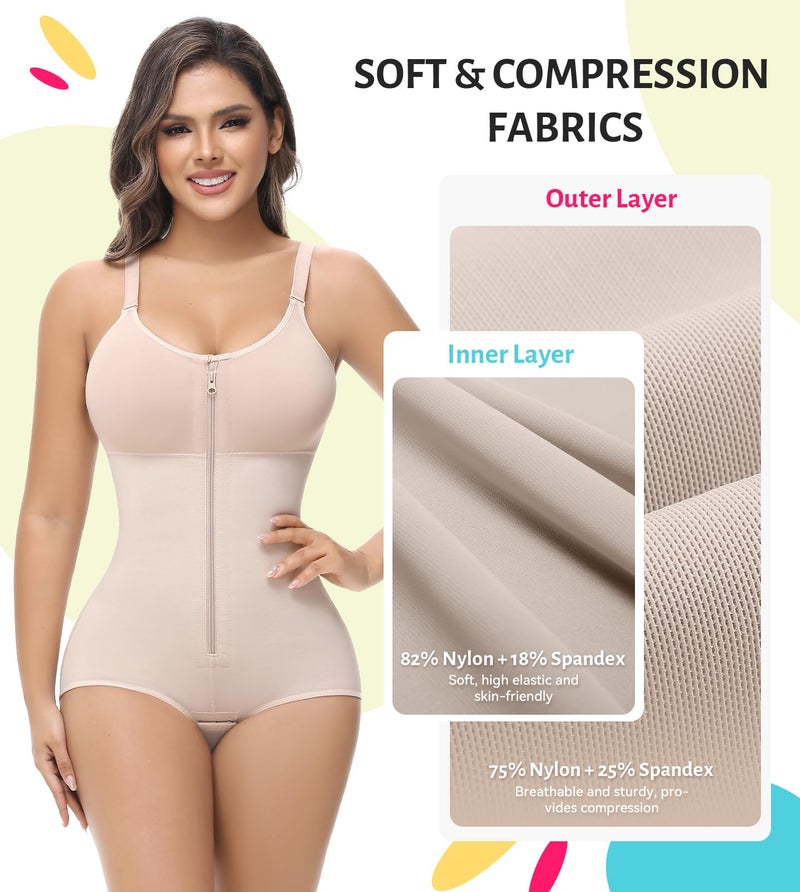 SHAPSHE Fajas Colombianas Moldeadoras De Cintura Y Abdomen Reductoras Faja Postparto Para Mujer Full Body Shaper Shapewear Tummy Tuck Fupa Control Butt Lifting Post Surgery Compression Garment Nude - Image 5