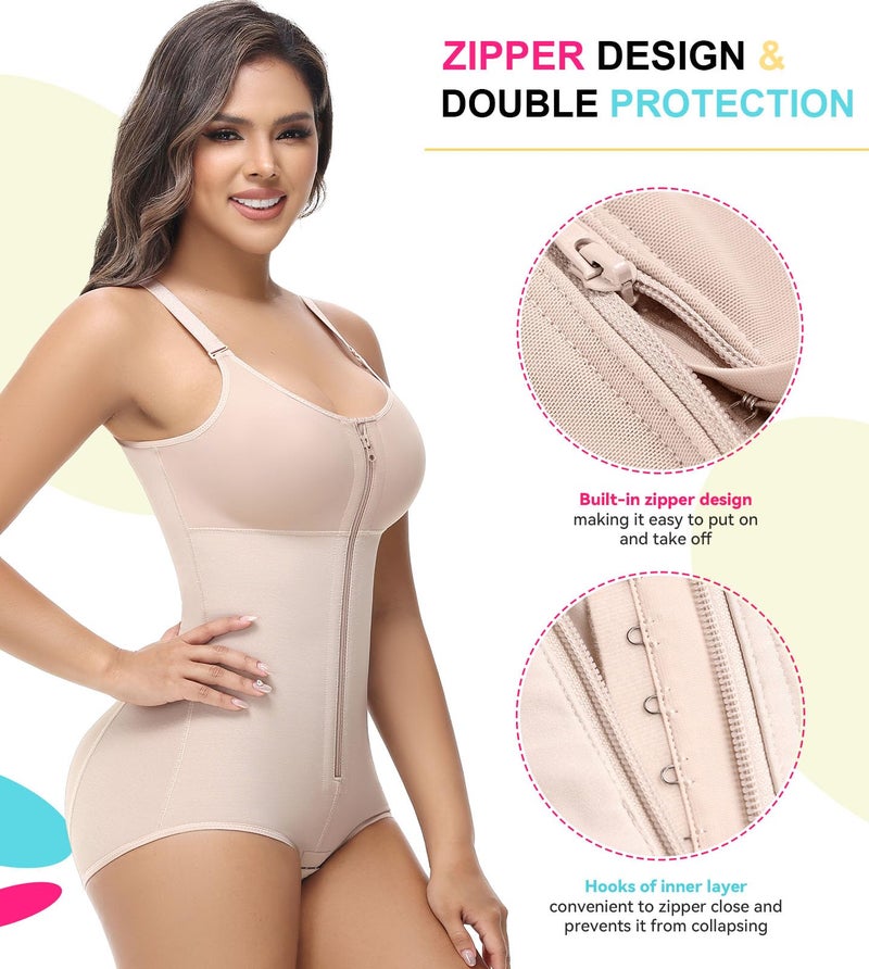 SHAPSHE Fajas Colombianas Moldeadoras De Cintura Y Abdomen Reductoras Faja Postparto Para Mujer Full Body Shaper Shapewear Tummy Tuck Fupa Control Butt Lifting Post Surgery Compression Garment Nude - Image 3