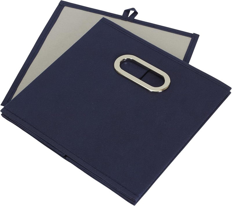 Household Essentials 81-1 Foldable Fabric Storage Bins Set of 6 Cubby Cubes with Handles Navy Blue, 6 lbs - Image 4