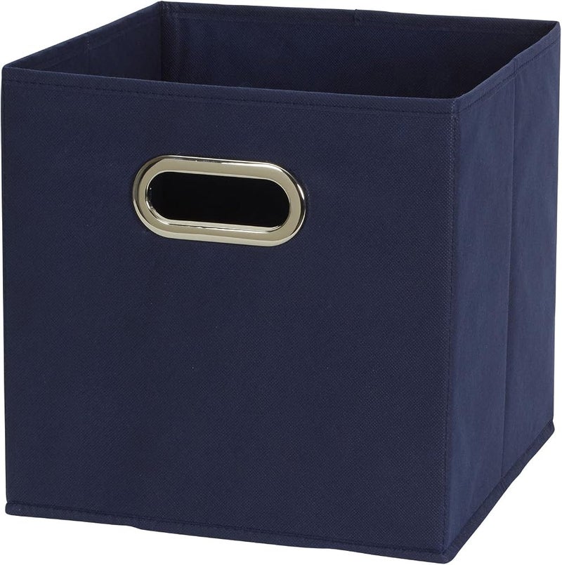 Household Essentials 81-1 Foldable Fabric Storage Bins Set of 6 Cubby Cubes with Handles Navy Blue, 6 lbs - Image 3