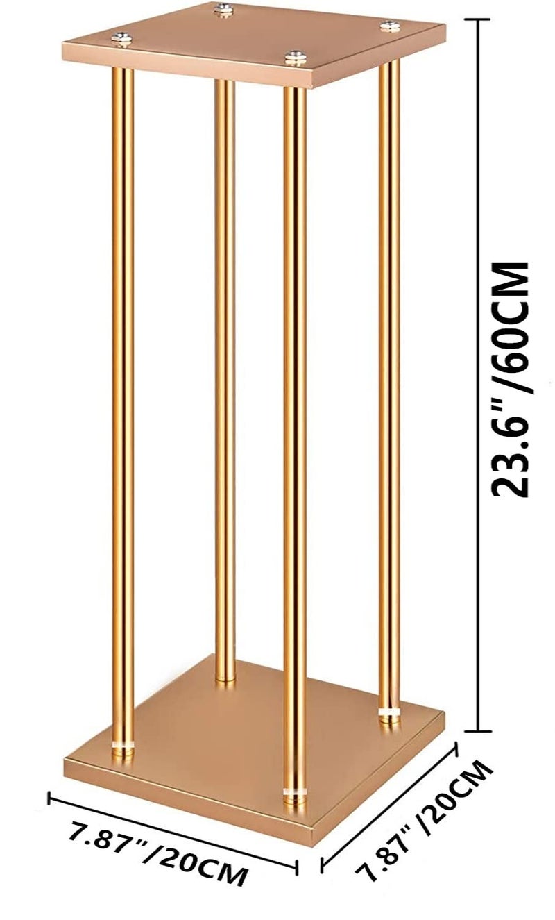 Yeaborn 10 Pcs Wedding Flower Stand Metal Vase Stand with Plates Gold Floor Metal Column Gold Rectangular 7.87" x 7.8 7"x 23.6" Flower Display Stands Table Flower Stands for Wedding Party Events Table Decor (23.6 inch Tall) - Image 4