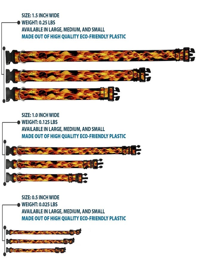 Buckle Down Buckle-Down Plastic Clip Collar - Flames Vivid Black/Orange - 1" Wide - Fits 15-26" Neck - Large - Image 3