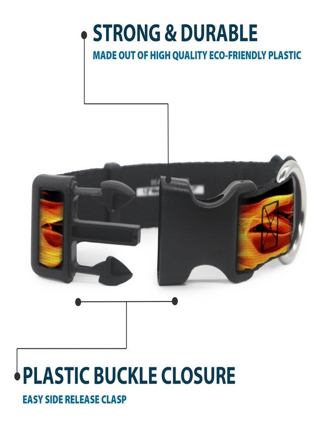 Buckle Down Buckle-Down Plastic Clip Collar - Flames Vivid Black/Orange - 1" Wide - Fits 15-26" Neck - Large - Image 4