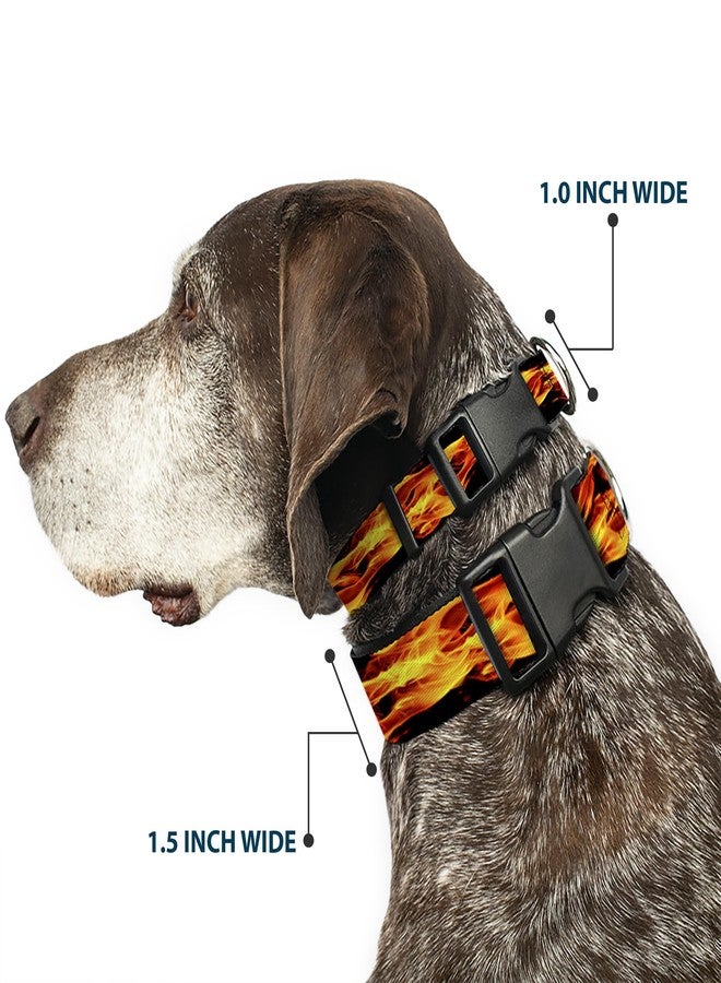 Buckle Down Buckle-Down Plastic Clip Collar - Flames Vivid Black/Orange - 1" Wide - Fits 15-26" Neck - Large - Image 2