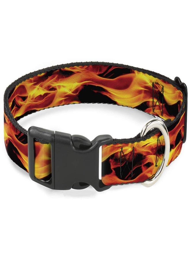 Buckle Down Buckle-Down Plastic Clip Collar - Flames Vivid Black/Orange - 1" Wide - Fits 15-26" Neck - Large - Image 1