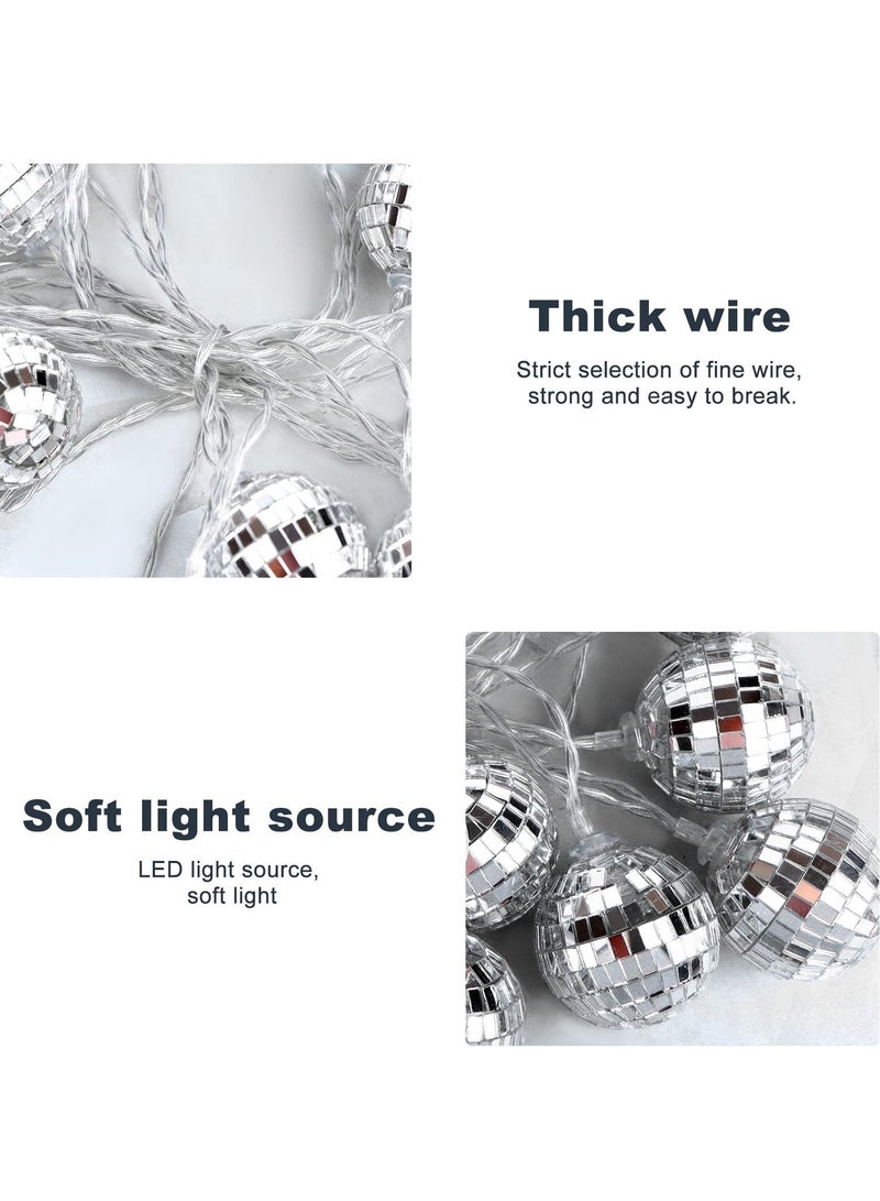 Excefore Led Disco Ball String Lights, 20 Pcs Mirror Led Party Light Glass Ball Light Decorative Light String with Remote Control for Indoor Outdoor Patio Party Yard Garden Kids Bedroom Living Dorm (White)  - Image 3