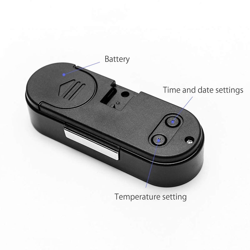 كلاراكو ساعة ومقياس حرارة السيارة، 2 في 1 مقياس حرارة إلكتروني رقمي للسيارة مع إضاءة خلفية LED وساعة لوحة القيادة وملحق داخلي للسيارة لعرض درجة حرارة السيارة والوقت (أسود) - Image 4