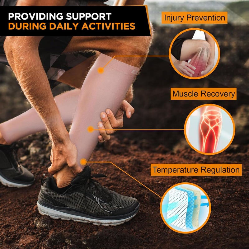 Doc Miller Calf Compression Sleeve – Footless Socks for Women & Men, 30-40mmHg Medical Design, Compression Shin Sleeves, Leg Cramp Relief, Varicose Veins, Knee High Stockings, 1 Pair - Image 4